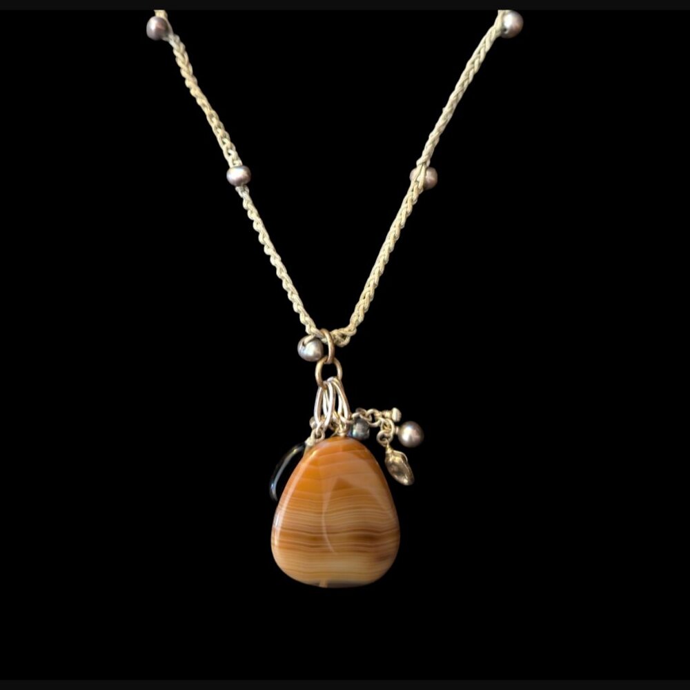 Boho Beach Themed Natural Stone Real Pearl Rope Chain 38" Statement Necklace